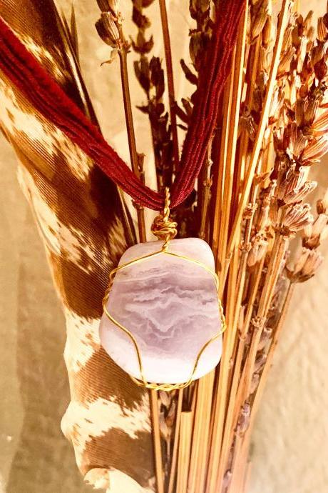 Blue lace agate pendant